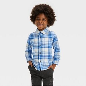 Toddler Boys' Long Sleeve Flannel Shirt - Cat & Jack™ Blue 4T